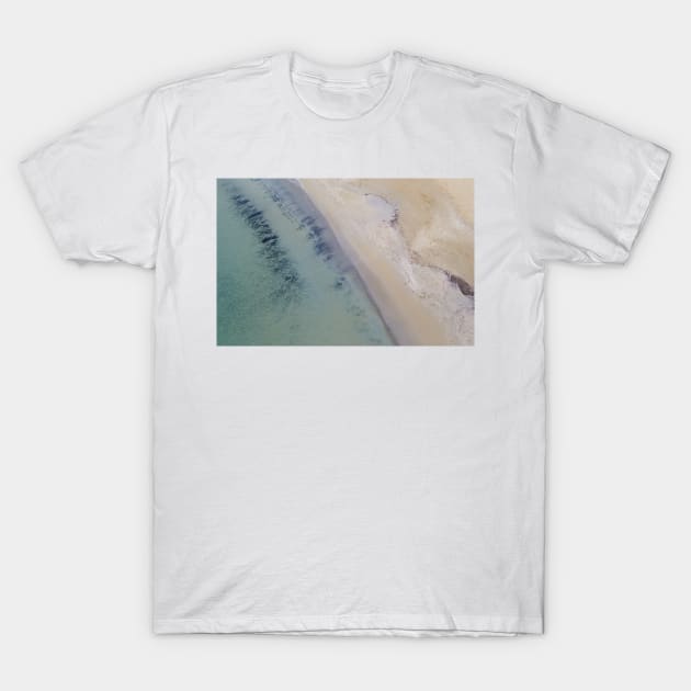 Aerial View Of Sandy Beach And Ocean T-Shirt by Kate-P-